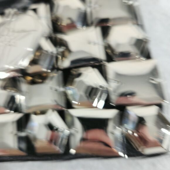 Forever Your Girl by Paula Abdul Silver Studded Clutch Bag Black Patent Zip - Picture 5 of 11